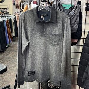 NWT mens long sleeve oil wash vintage polo t-shirt